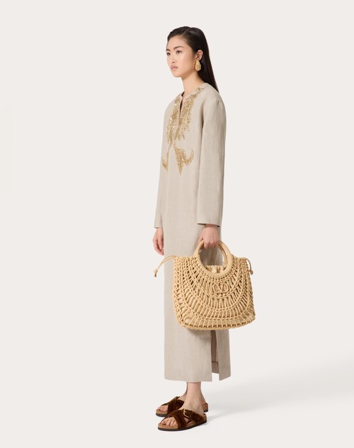 Red Valentino ABITO MIDI IN TELA LINO RICAMATO Shopping Online