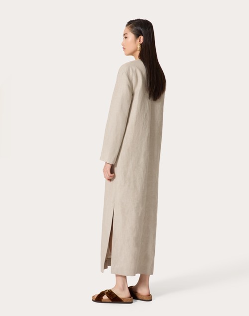 Red Valentino ABITO MIDI IN TELA LINO RICAMATO Shopping Online