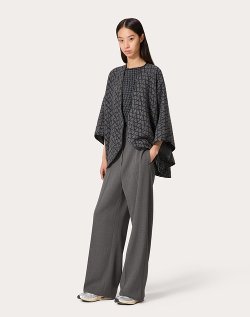 Red Valentino PONCHO DOUBLE TOILE ICONOGRAPHE IN LANA E CACHEMIRE Nuovo