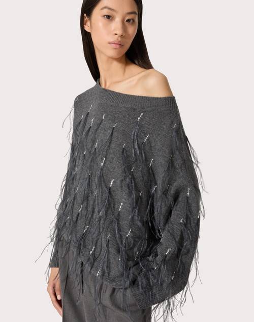 Red Valentino MAGLIA IN LANA CON PIUME RICAMATA Vendita Calda