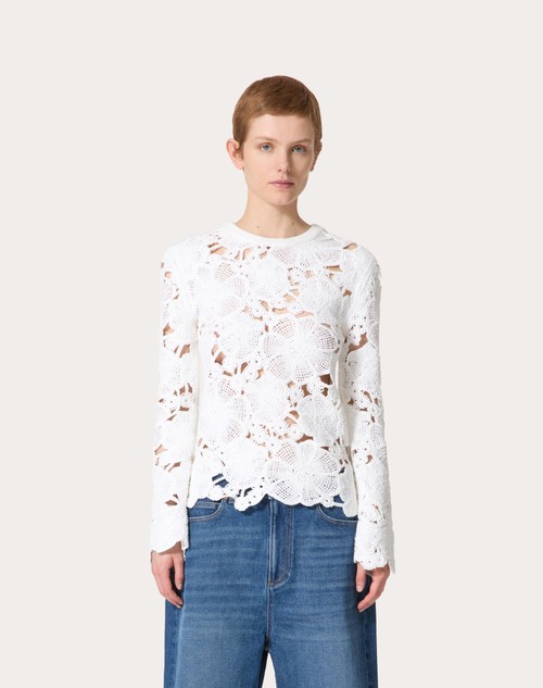Red Valentino MAGLIA IN COTONE RICAMATA Vendita Economica