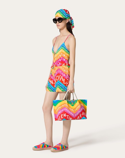Red Valentino SHORTS IN CREPE DE CHINE VALENTINO CHEVRON 24 In Vendita