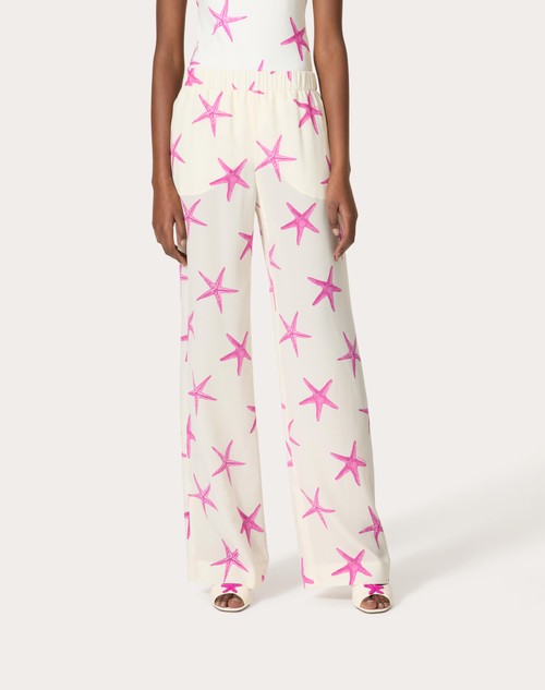 Red Valentino PANTALONI IN CREPE DE CHINE STARFISH Offerte