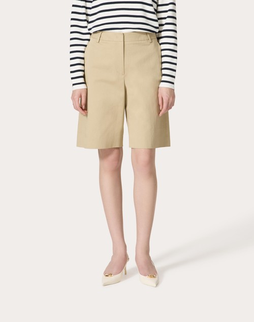 Red Valentino BERMUDA IN DIAGONAL COTTON LINEN Vendita Calda