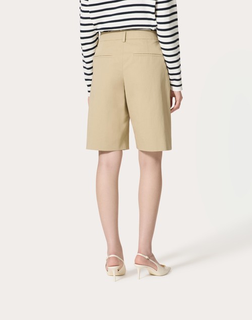 Red Valentino BERMUDA IN DIAGONAL COTTON LINEN Vendita Calda