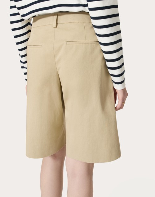 Red Valentino BERMUDA IN DIAGONAL COTTON LINEN Vendita Calda