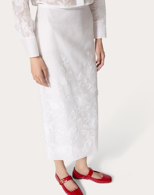 Red Valentino GONNA MIDI IN CAMELLIA ORGANDIS Acquista Ora