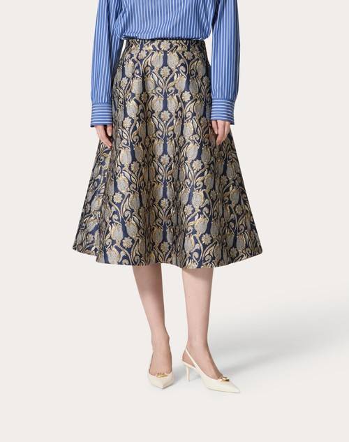 Red Valentino GONNA MIDI IN BROCCATO METAMORPHOS TULIPS Prezzo Ridotto