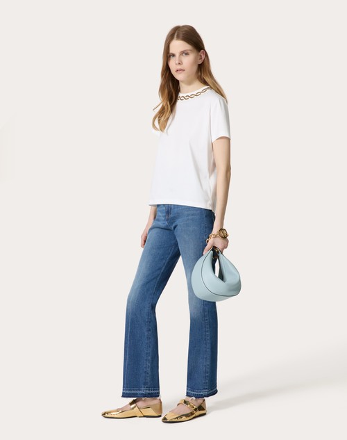 Red Valentino T-SHIRT IN COTTON JERSEY RICAMATA Online