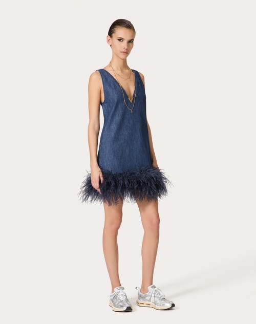 Red Valentino ABITO CORTO IN CHAMBRAY DENIM Vendita Calda