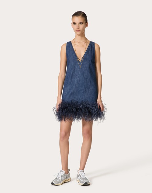 Red Valentino ABITO CORTO IN CHAMBRAY DENIM Vendita Calda
