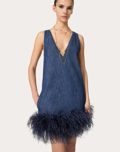 Red Valentino ABITO CORTO IN CHAMBRAY DENIM Vendita Calda