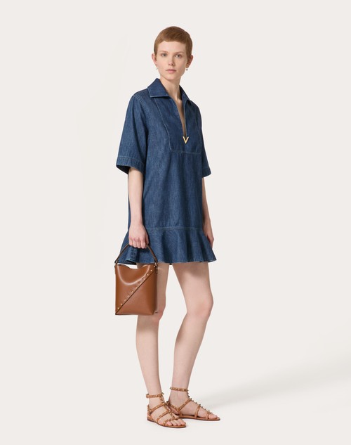 Red Valentino ABITO CORTO IN CHAMBRAY DENIM Vendita Economica