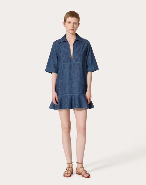 Red Valentino ABITO CORTO IN CHAMBRAY DENIM Vendita Economica