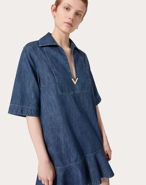 Red Valentino ABITO CORTO IN CHAMBRAY DENIM Vendita Economica
