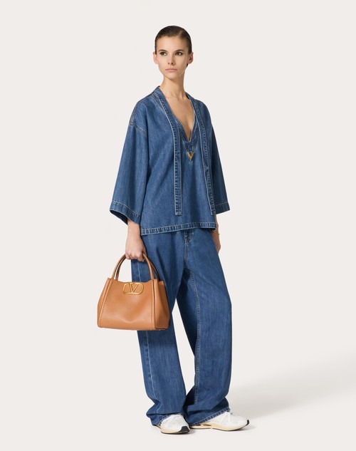 Red Valentino KAFTANO IN DENIM BLU MEDIO Saldi Di Fabbrica