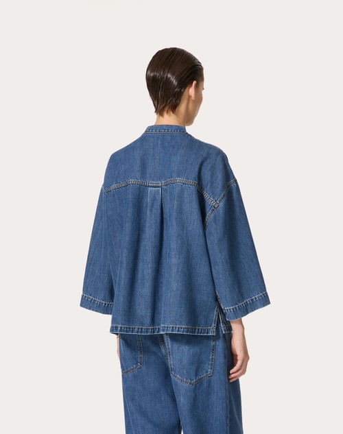 Red Valentino KAFTANO IN DENIM BLU MEDIO Saldi Di Fabbrica