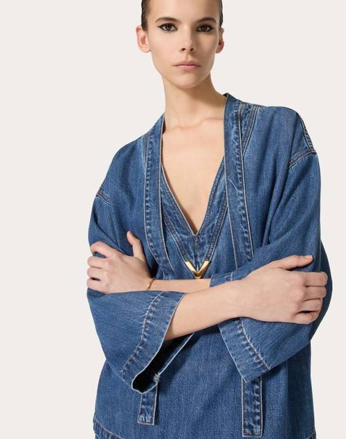Red Valentino KAFTANO IN DENIM BLU MEDIO Saldi Di Fabbrica