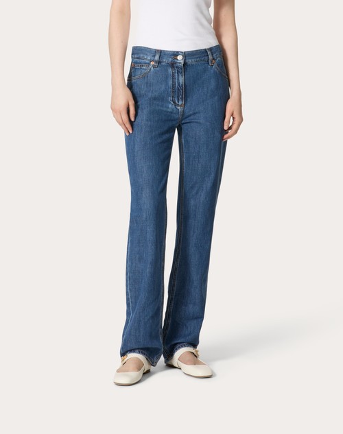 Red Valentino PANTALONI IN DENIM BLU MEDIO Vendite Flash