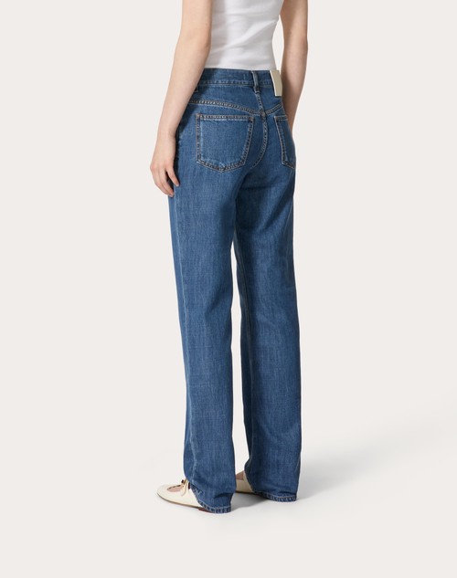 Red Valentino PANTALONI IN DENIM BLU MEDIO Vendite Flash