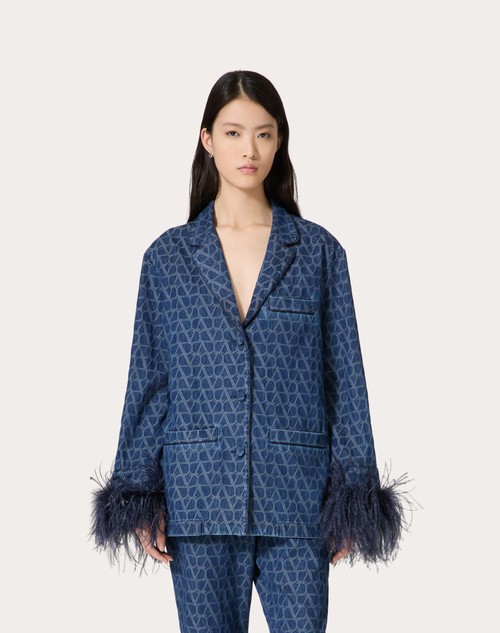 Red Valentino CAMICIA IN DENIM TOILE ICONOGRAPHE MEDIUM BLUE In Saldo