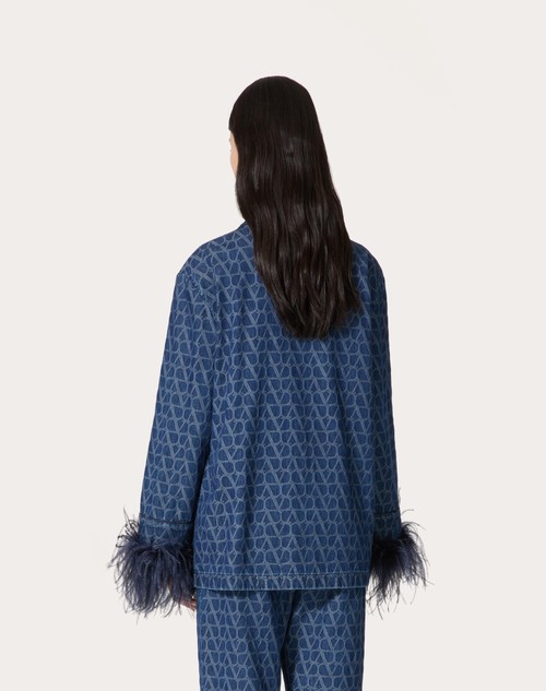Red Valentino CAMICIA IN DENIM TOILE ICONOGRAPHE MEDIUM BLUE In Saldo