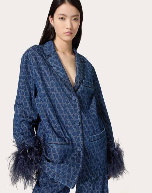 Red Valentino CAMICIA IN DENIM TOILE ICONOGRAPHE MEDIUM BLUE In Saldo