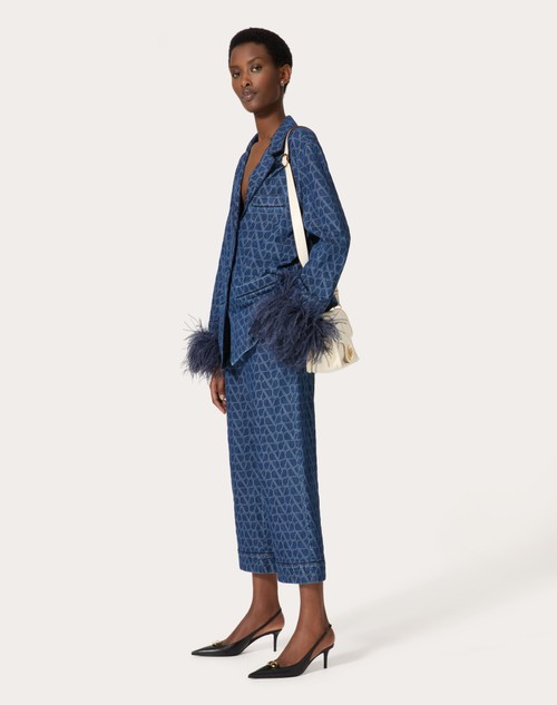 Red Valentino PANTALONI IN DENIM TOILE ICONOGRAPHE MEDIUM BLUE Nuova