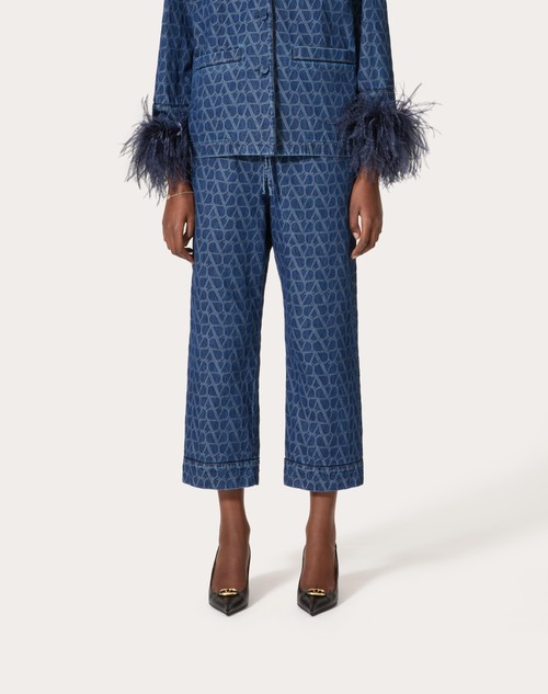 Red Valentino PANTALONI IN DENIM TOILE ICONOGRAPHE MEDIUM BLUE Nuova