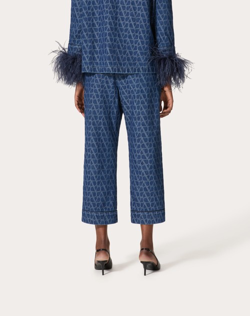 Red Valentino PANTALONI IN DENIM TOILE ICONOGRAPHE MEDIUM BLUE Nuova