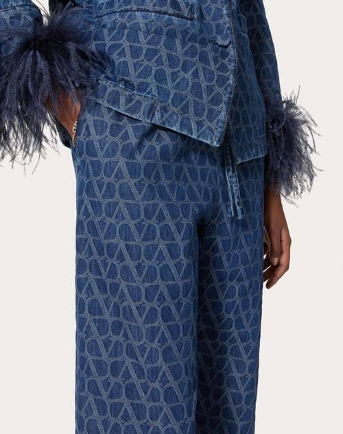 Red Valentino PANTALONI IN DENIM TOILE ICONOGRAPHE MEDIUM BLUE Nuova