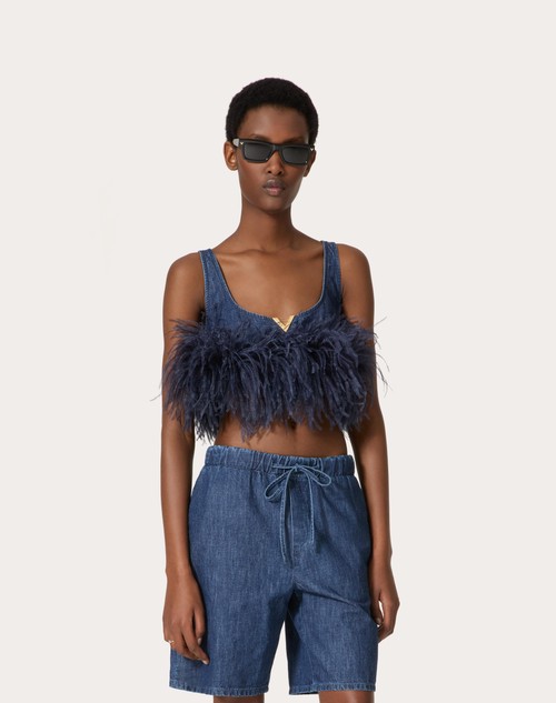 Red Valentino TOP IN CHAMBRAY DENIM Moda
