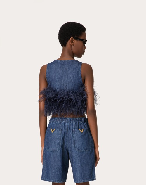 Red Valentino TOP IN CHAMBRAY DENIM Moda