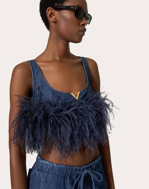Red Valentino TOP IN CHAMBRAY DENIM Moda