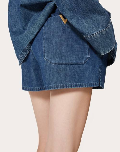 Red Valentino SHORTS IN CHAMBRAY DENIM 2025