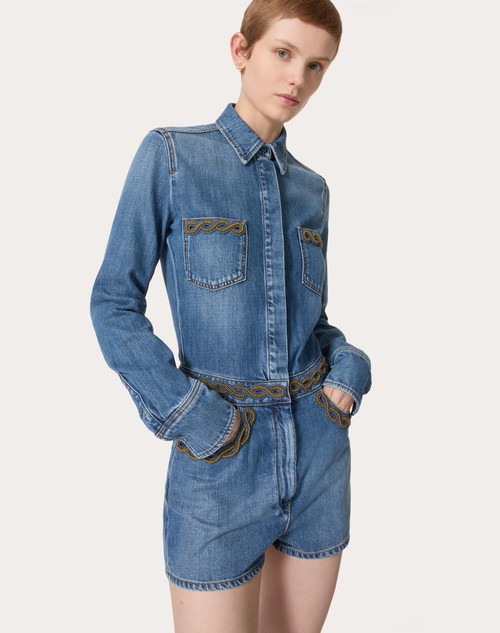 Red Valentino TUTA IN DENIM BLU MEDIO RICAMATA 2025