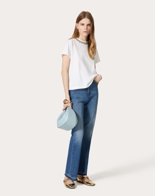 Red Valentino PANTALONI IN BLU MEDIO CON RISERVA RICAMATI In Linea