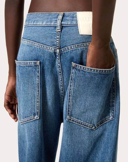 Red Valentino PANTALONI IN MEDIUM BLUE DENIM Qualità