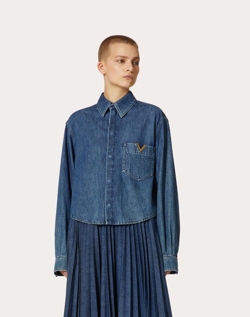 Red Valentino CAMICIA IN CHAMBRAY DENIM Vendita