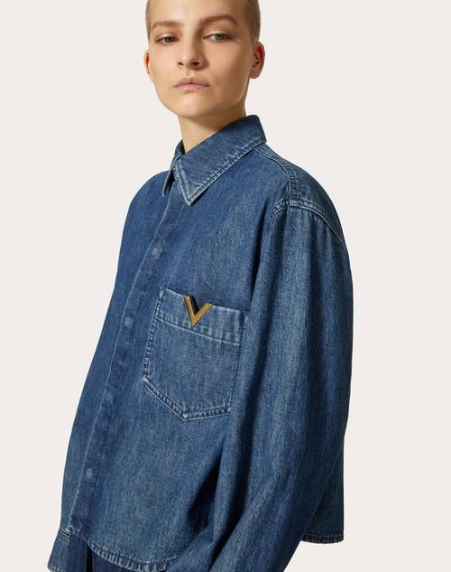 Red Valentino CAMICIA IN CHAMBRAY DENIM Vendita