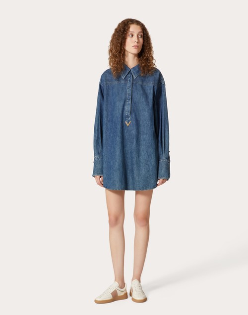 Red Valentino ABITO IN CHAMBRAY DENIM Promozione