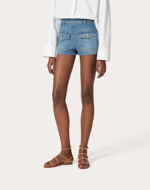 Red Valentino SHORTS IN DEEP BLUE DENIM Fino Al -60%