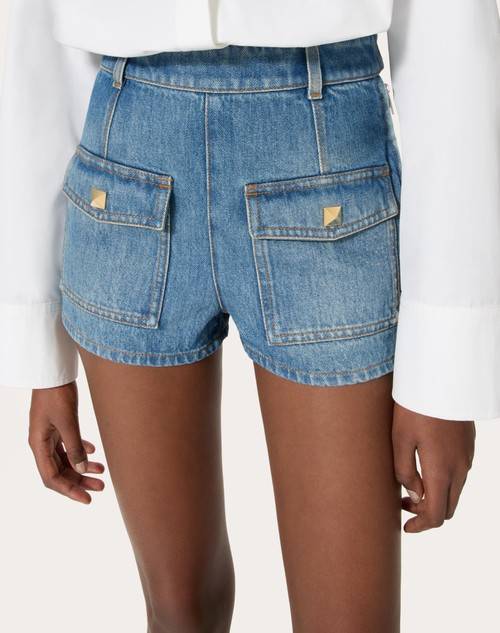 Red Valentino SHORTS IN DEEP BLUE DENIM Fino Al -60%