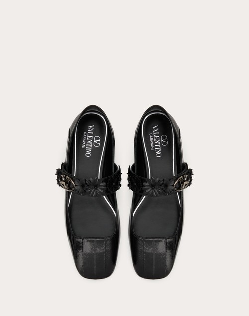 Red Valentino BALLERINA MARY-JANE VLOGO LOCKER IN ANGUILLA CON APPLICAZIONE DI FIORI Presa