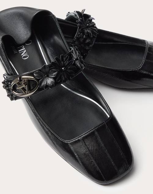 Red Valentino BALLERINA MARY-JANE VLOGO LOCKER IN ANGUILLA CON APPLICAZIONE DI FIORI Presa
