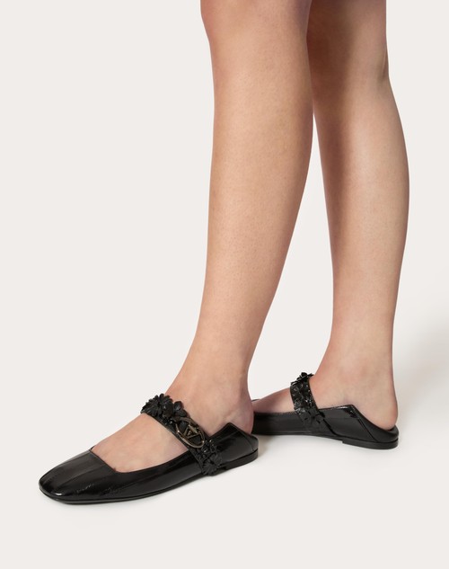Red Valentino BALLERINA MARY-JANE VLOGO LOCKER IN ANGUILLA CON APPLICAZIONE DI FIORI Presa