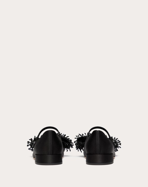 Red Valentino BALLERINA MARY-JANE VALENTINO GARAVANI BOWJANE IN RASO CON RICAMO A FRANGE 20MM Offerta