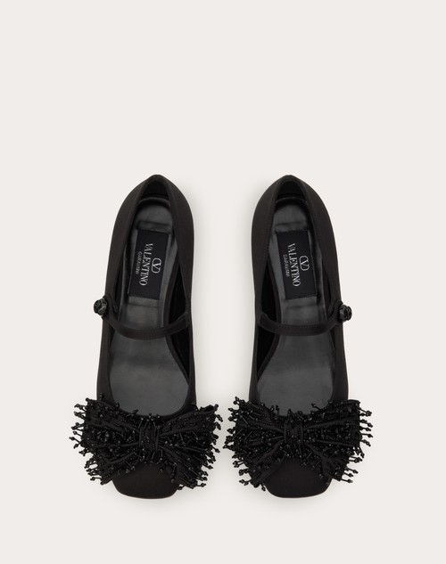 Red Valentino BALLERINA MARY-JANE VALENTINO GARAVANI BOWJANE IN RASO CON RICAMO A FRANGE 20MM Offerta