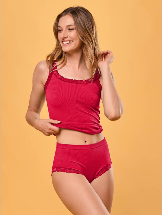 Luigi di Focenza SLIP DONNA MIDI PIZZO ROSSO Sottocosto