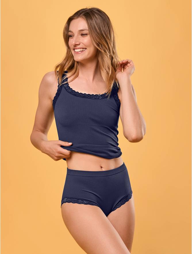 Luigi di Focenza SLIP DONNA MIDI PIZZO BLU In Vendita